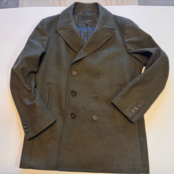 Banana Republic Other - Vintage Banana Republic Men's Olive Double Breasted Pea Coat